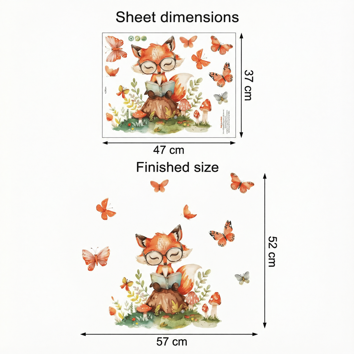 Fox Kids' Wall Stickers - dimensions
