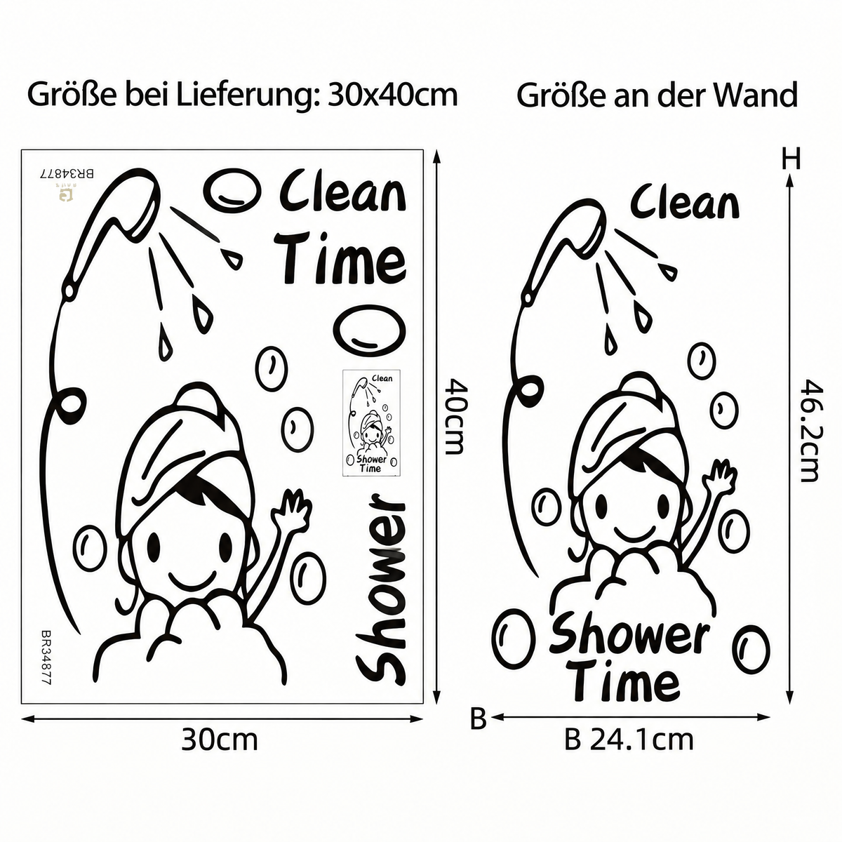 Wandtattoo Dusche fürs Bad - Maße