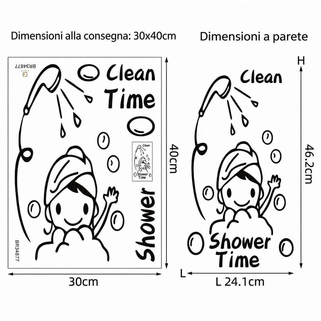 Adesivi murali doccia per bagno - Dimensioni