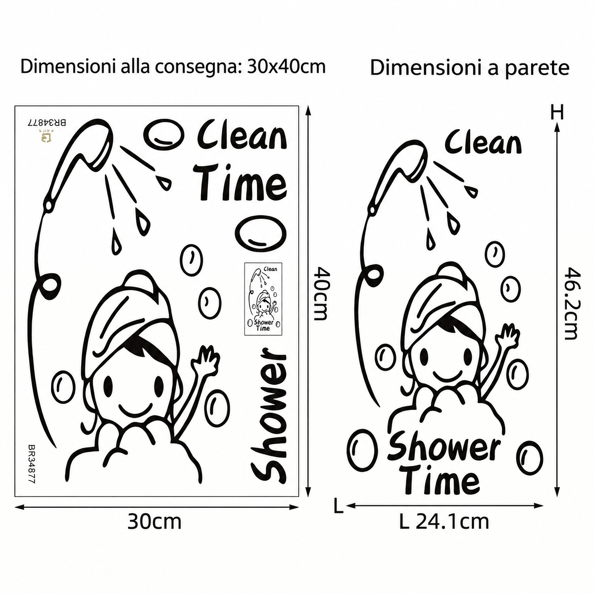 Adesivi murali doccia per bagno - Dimensioni