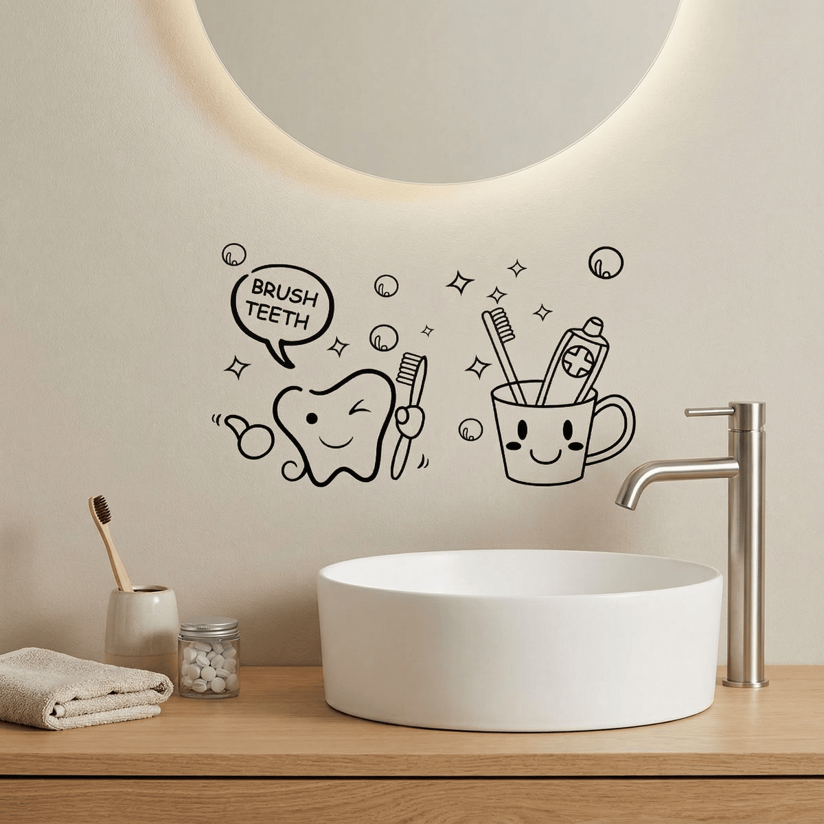 Stickers Muraux Salle de Bain Hygiène Dentaire