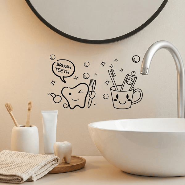 Stickers Muraux Salle de Bain Hygiène Dentaire