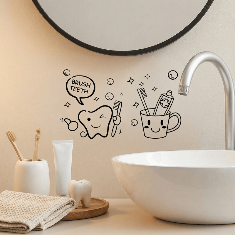 Stickers Muraux Salle de Bain Hygiène Dentaire