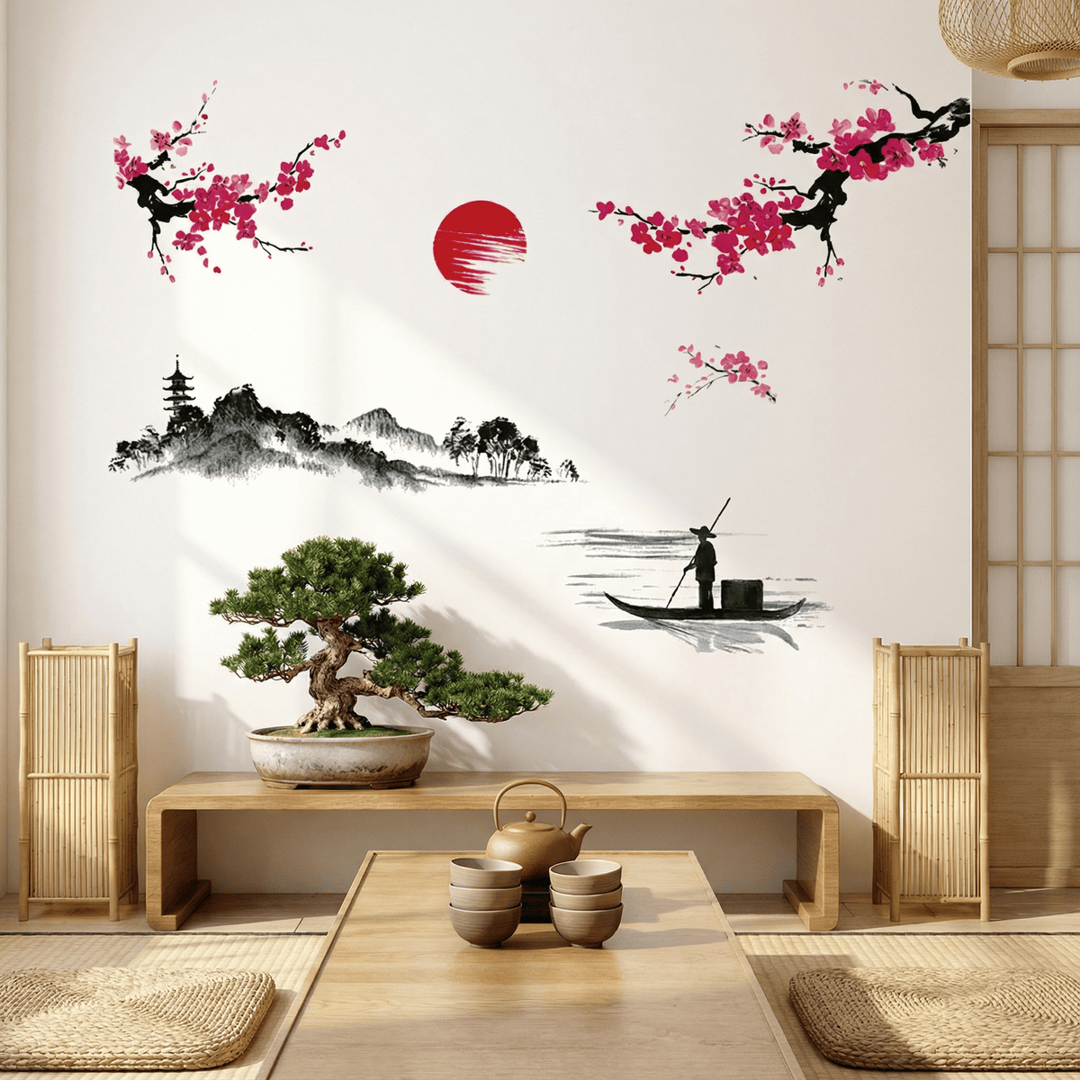 Stickers Muraux Style Japonais Cerisier Sakura