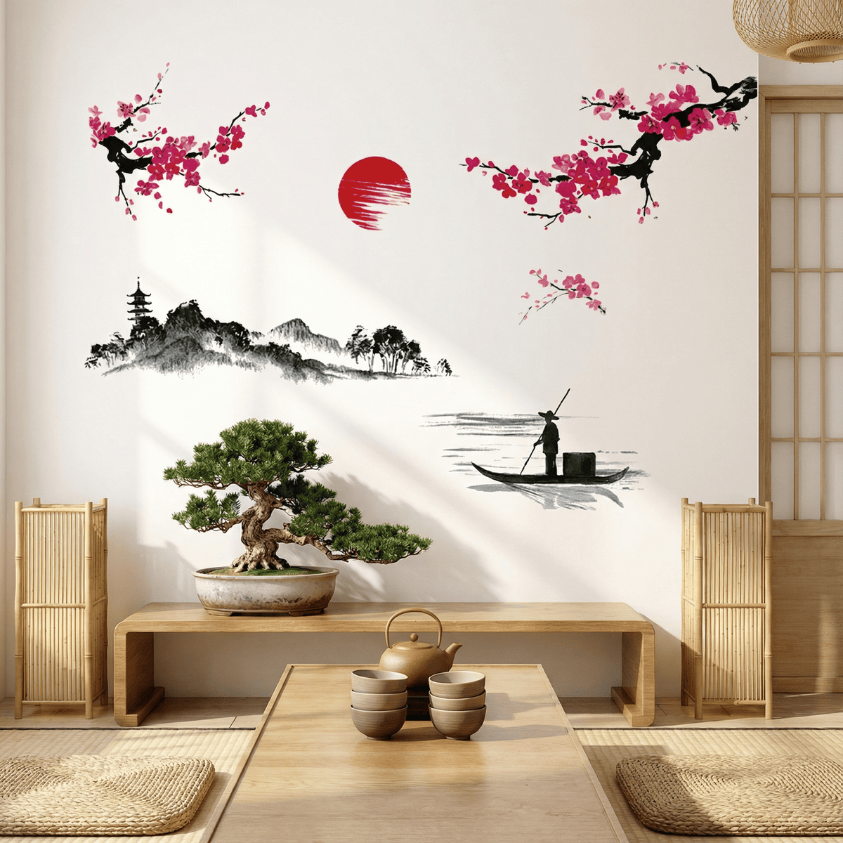 Stickers Muraux Style Japonais Cerisier Sakura