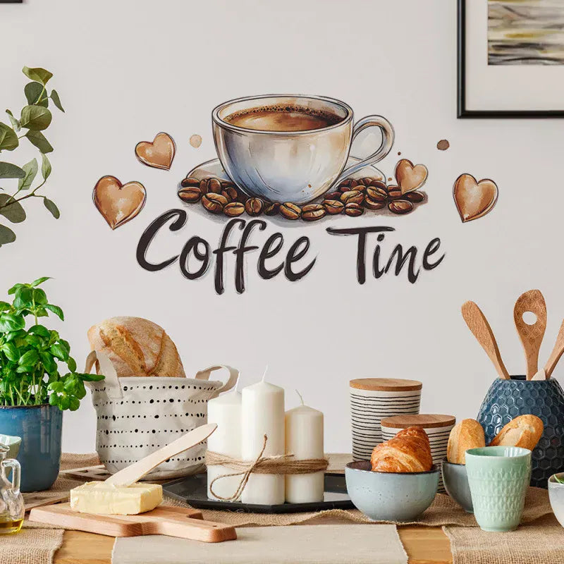 Stickers Muraux Tasse de Café avec Cœurs