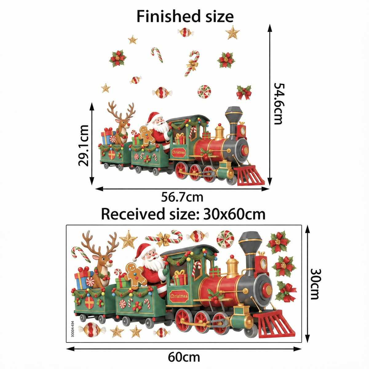 Santa Train Wall Stickers - dimensions