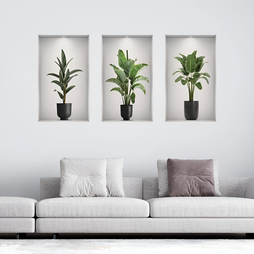 Stickers Muraux Trompe l'Œil Plantes Vertes Design