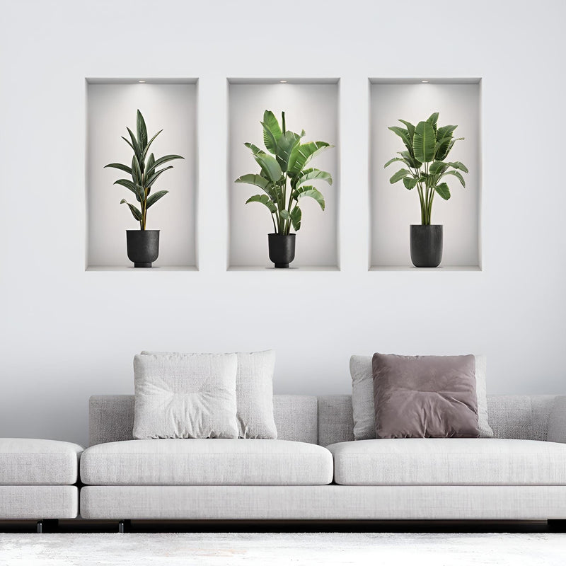 Stickers Muraux Trompe l'Œil Plantes Vertes Design