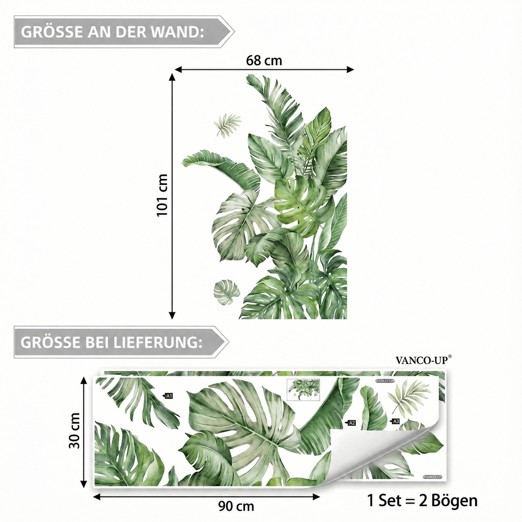 Wandtattoo Tropisches Grün - Maße