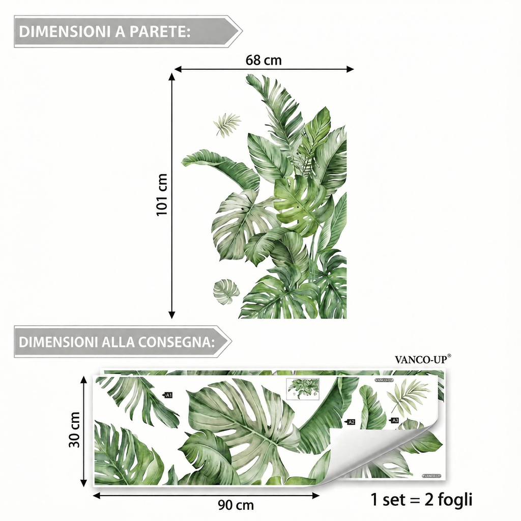 Adesivi murali vegetazione tropicale - Dimensioni