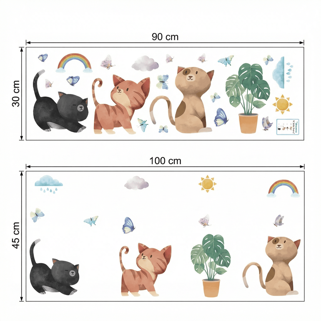 Four Seasons Cat Wall Stickers - dimensions