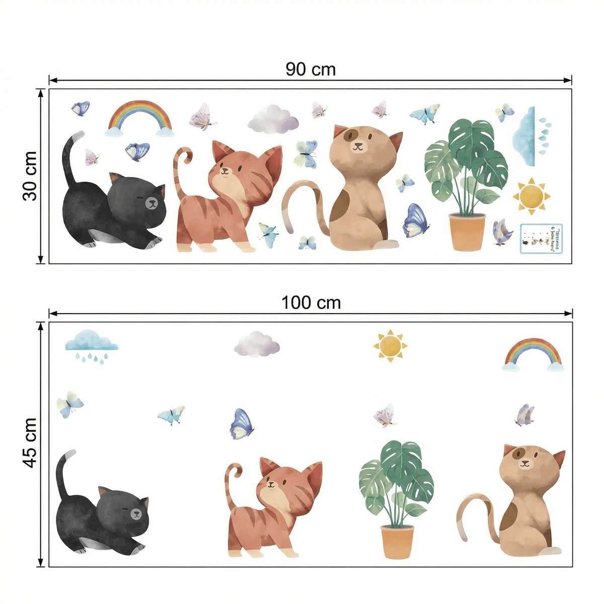 Four Seasons Cat Wall Stickers - dimensions